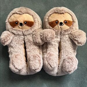 Cute Sloth Plush Slippers Shoes Faux Fur Soft Adorable Stuffed Animal Wearables